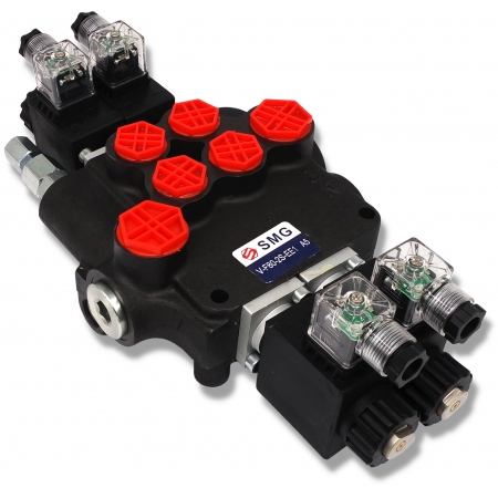 ROZDZIELACZ HYDRAULICZNY ELEKTRYCZNY 2 SEKCYJNY 80L 24V